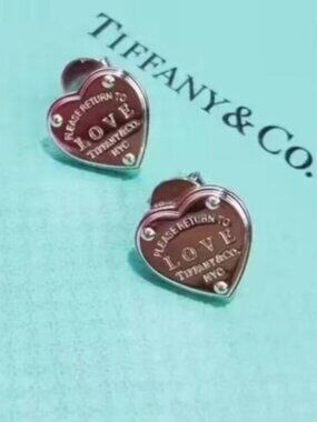 Tiffany & Co. Pink Heart Enamel Earrings